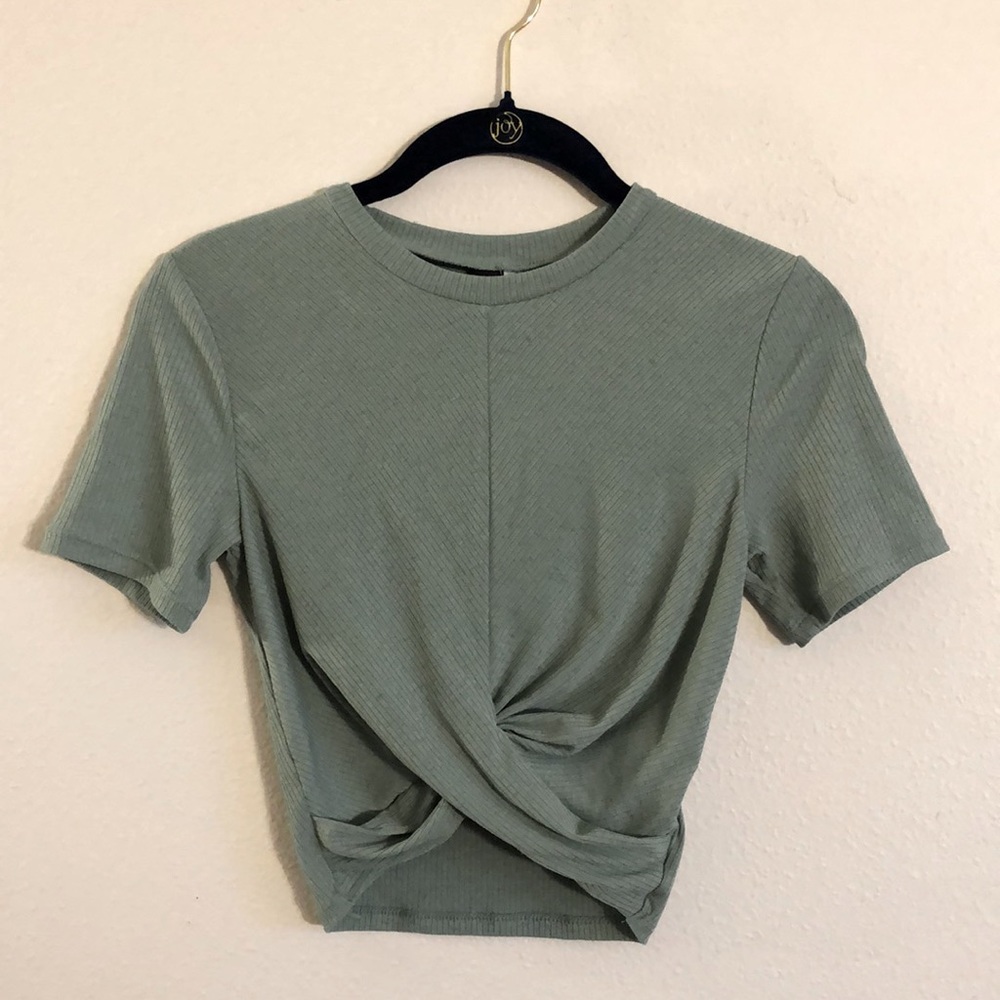 Divided Mint Green Cropped Short Sleeve Shirt